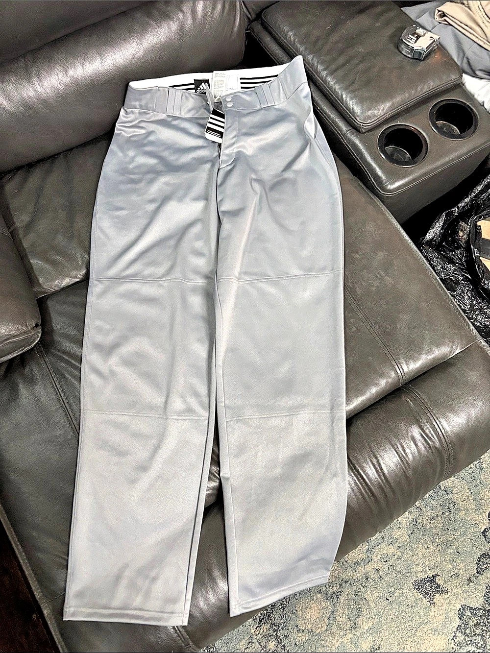 adidas Icon Pro Open Hem Baseball Pants Gray Large